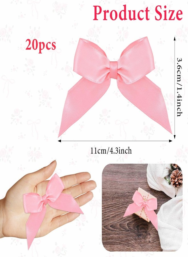 DOPENSPI 20Pcs Self-Adhesive Mini Bows, Pink Polyester Gift Wrap Bows Premade Craft Bowknot Non-Faded Satin Ribbon Bow Premade Tiny Bowknot for Crafts Wedding Birthday Party Bakery Decoration - Image 3
